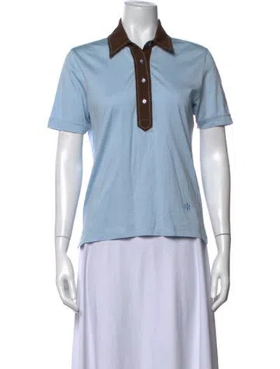 Pre-owned Tory Burch Short Sleeve Polo In Blue