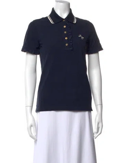 Pre-owned Tory Burch Short Sleeve Polo In Blue