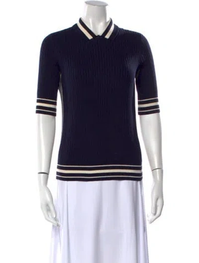 Pre-owned Tory Burch Short Sleeve Polo In Blue