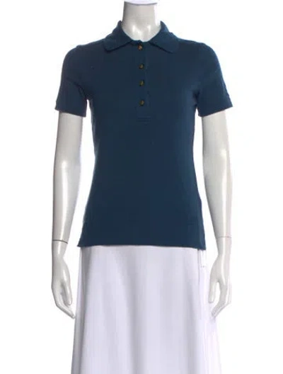 Pre-owned Tory Burch Short Sleeve Polo In Blue