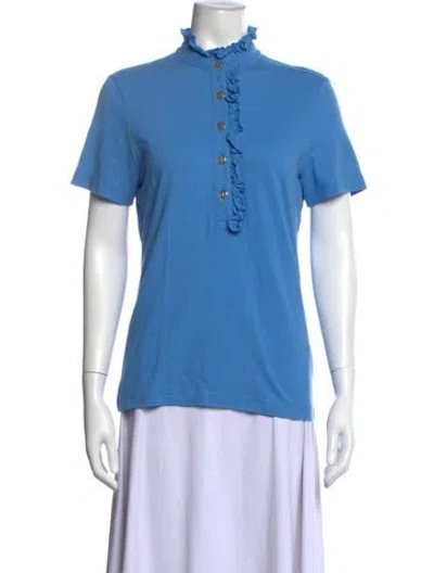 Pre-owned Tory Burch Short Sleeve Polo In Blue