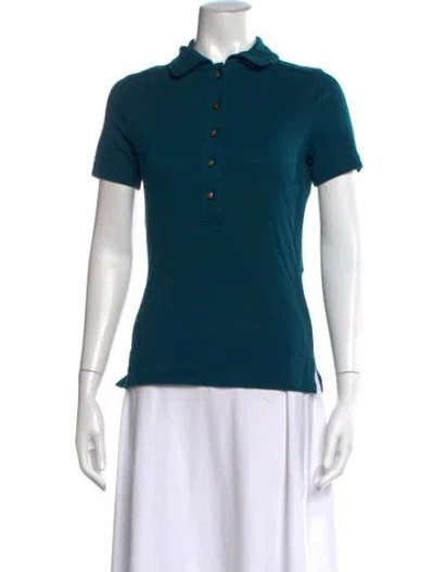 Pre-owned Tory Burch Short Sleeve Polo In Blue