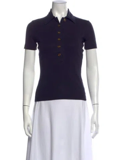 Pre-owned Tory Burch Short Sleeve Polo In Blue