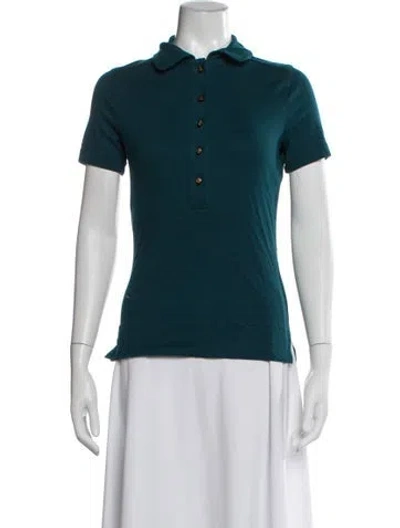 Pre-owned Tory Burch Short Sleeve Polo In Blue