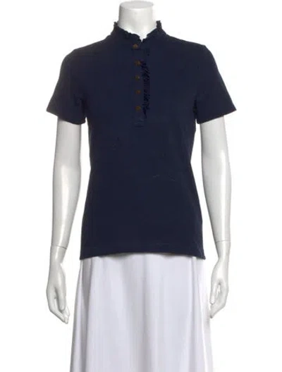 Pre-owned Tory Burch Short Sleeve Polo In Blue