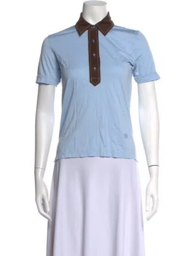 Pre-owned Tory Burch Short Sleeve Polo In Blue