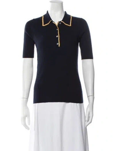 Pre-owned Tory Burch Short Sleeve Polo In Blue