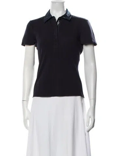 Pre-owned Tory Burch Short Sleeve Polo In Blue