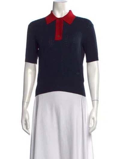 Pre-owned Tory Burch Short Sleeve Polo In Blue