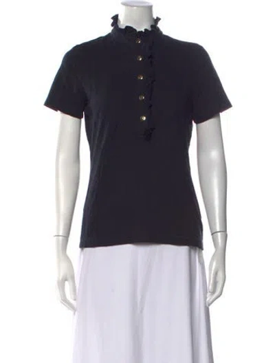 Pre-owned Tory Burch Short Sleeve Polo In Blue
