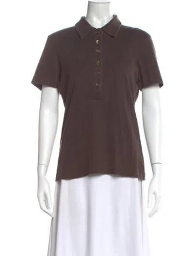Pre-owned Tory Burch Short Sleeve Polo In Brown