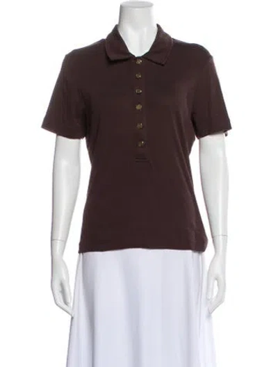 Pre-owned Tory Burch Short Sleeve Polo In Brown