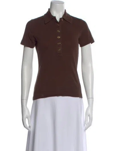 Pre-owned Tory Burch Short Sleeve Polo In Brown