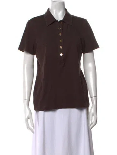 Pre-owned Tory Burch Short Sleeve Polo In Brown
