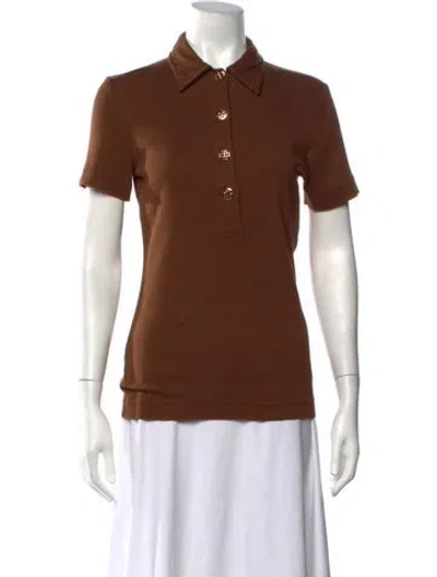 Pre-owned Tory Burch Short Sleeve Polo In Brown