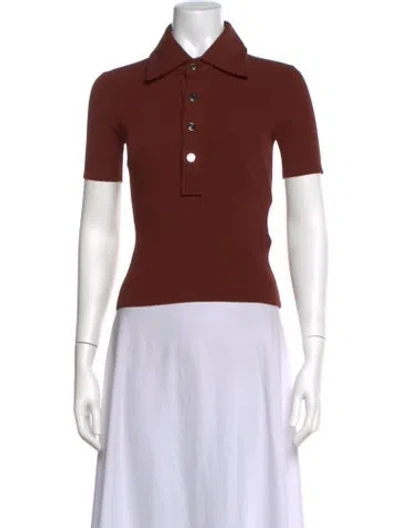 Pre-owned Tory Burch Short Sleeve Polo In Brown