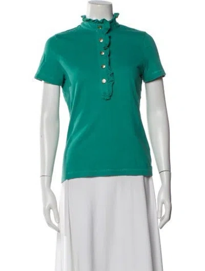 Pre-owned Tory Burch Short Sleeve Polo In Green