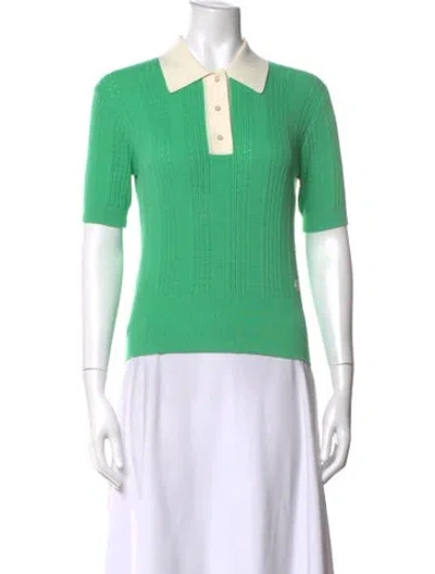 Pre-owned Tory Burch Short Sleeve Polo In Green