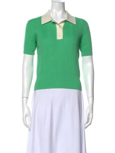 Pre-owned Tory Burch Short Sleeve Polo In Green