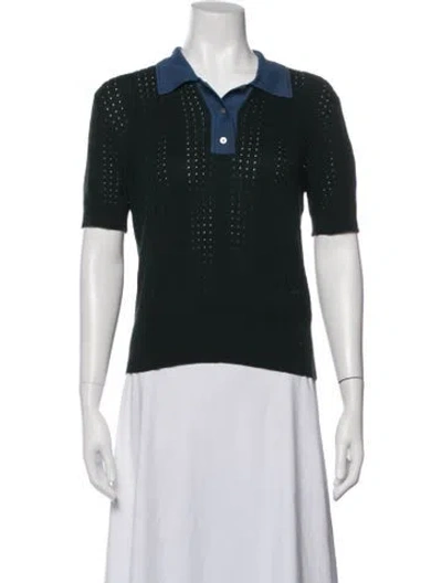 Pre-owned Tory Burch Short Sleeve Polo In Green