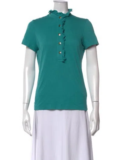 Pre-owned Tory Burch Short Sleeve Polo In Green