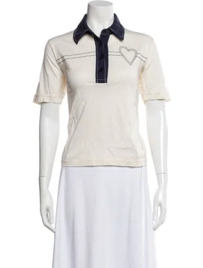 Pre-owned Tory Burch Short Sleeve Polo In Neutral