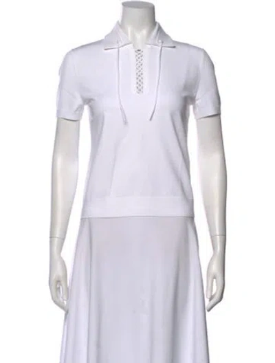 Pre-owned Tory Burch Short Sleeve Polo In Neutral