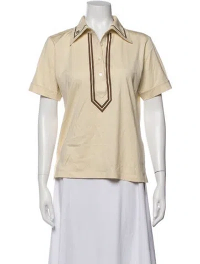Pre-owned Tory Burch Short Sleeve Polo In Neutrals