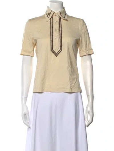 Pre-owned Tory Burch Short Sleeve Polo In Neutrals