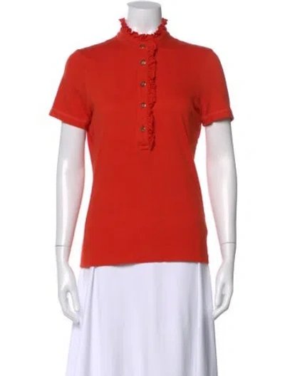 Pre-owned Tory Burch Short Sleeve Polo In Orange