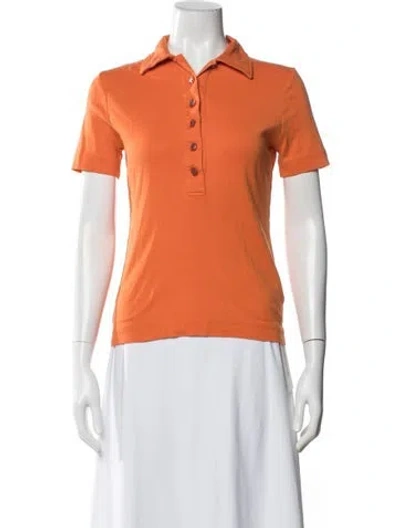 Pre-owned Tory Burch Short Sleeve Polo In Orange