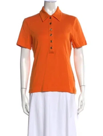 Pre-owned Tory Burch Short Sleeve Polo In Orange