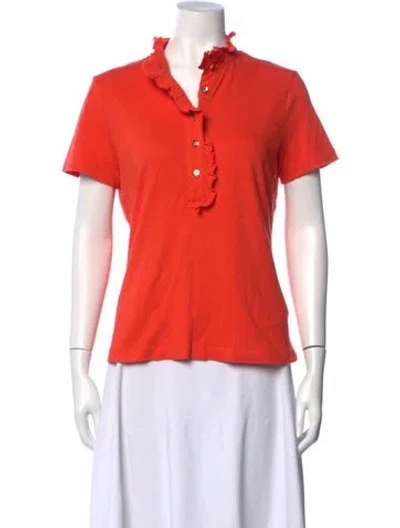 Pre-owned Tory Burch Short Sleeve Polo In Orange
