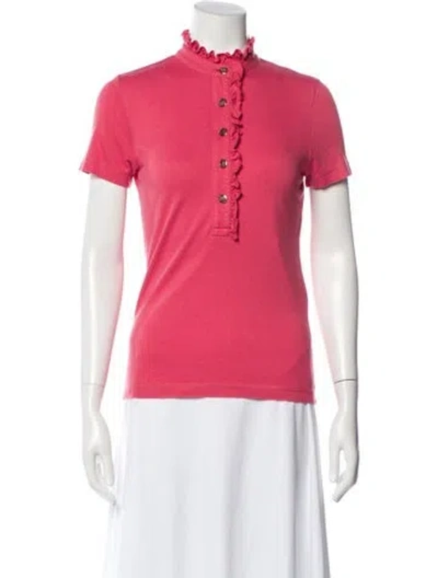Pre-owned Tory Burch Short Sleeve Polo In Pink