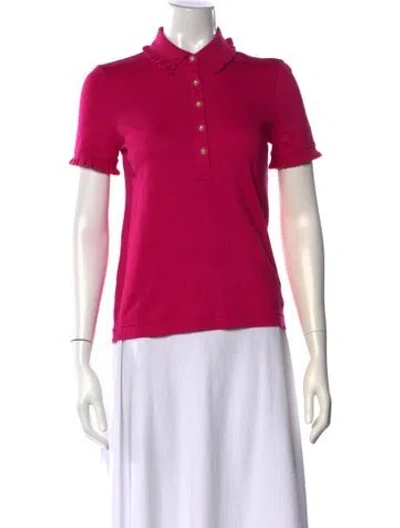 Pre-owned Tory Burch Short Sleeve Polo In Pink