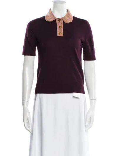 Pre-owned Tory Burch Short Sleeve Polo In Purple