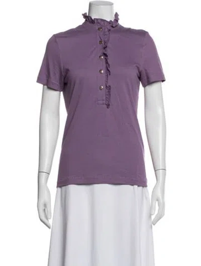 Pre-owned Tory Burch Short Sleeve Polo In Purple