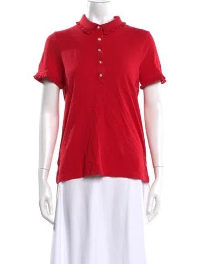 Pre-owned Tory Burch Short Sleeve Polo In Red
