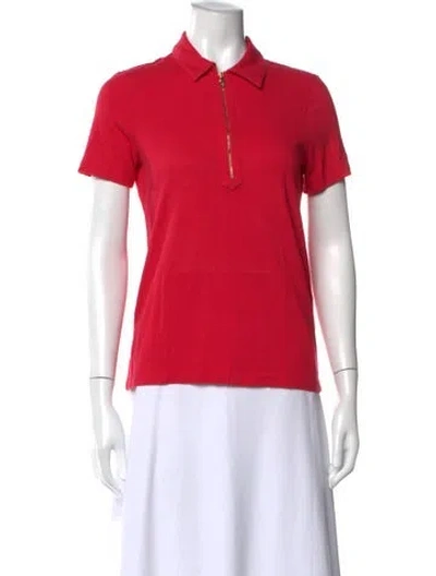 Pre-owned Tory Burch Short Sleeve Polo In Red