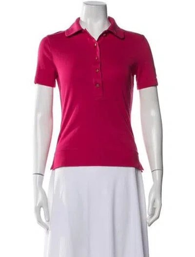 Pre-owned Tory Burch Short Sleeve Polo In Red
