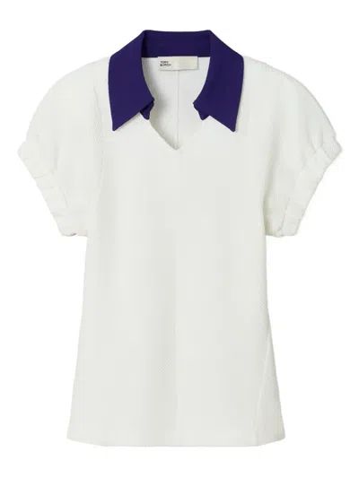 Tory Burch Short-sleeve Polo Top In White