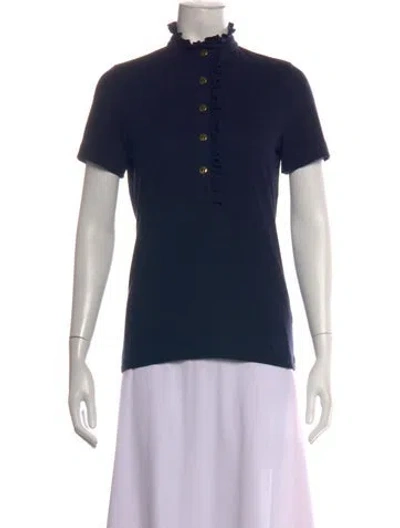 Pre-owned Tory Burch Short Sleeve Polo W/ Tags In Blue