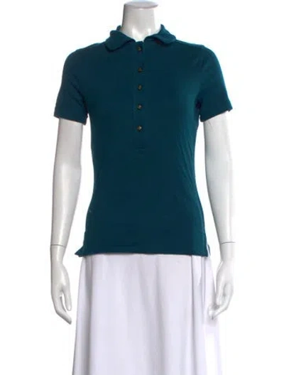 Pre-owned Tory Burch Short Sleeve Polo W/ Tags In Blue