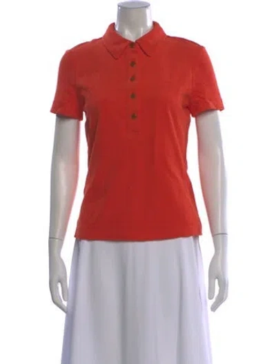 Pre-owned Tory Burch Short Sleeve Polo W/ Tags In Orange