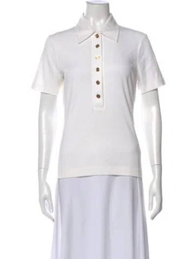 Pre-owned Tory Burch Short Sleeve Polo In White