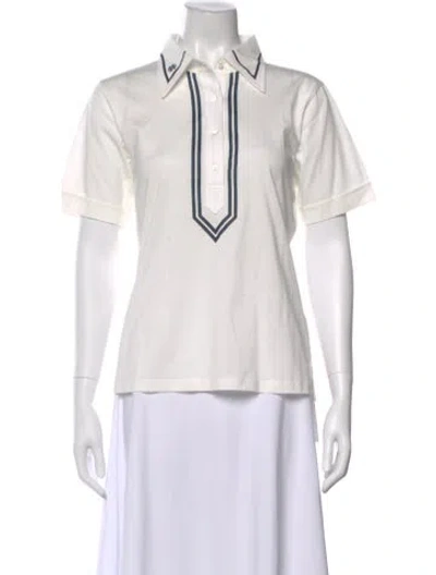 Pre-owned Tory Burch Short Sleeve Polo In White
