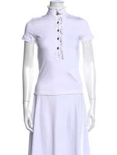 Pre-owned Tory Burch Short Sleeve Polo In White