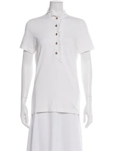 Pre-owned Tory Burch Short Sleeve Polo In White