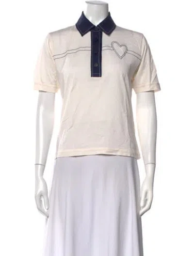 Pre-owned Tory Burch Short Sleeve Polo In White