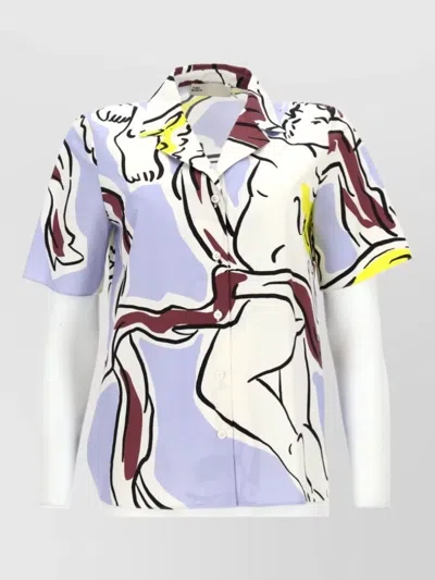 Tory Burch Short Sleeve Top Graphic Print Design In Pink